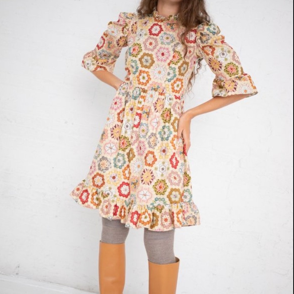 BATSHEVA prairie dress in patchwork print